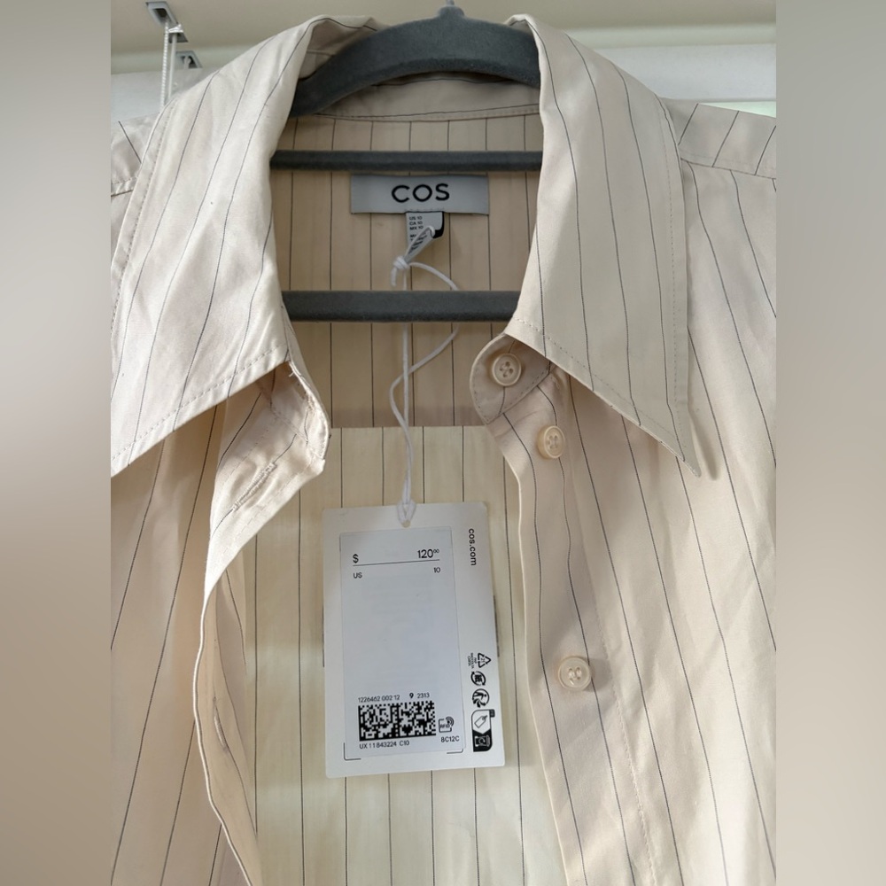 🆕 NWT COS butter yellow women’s stripe cotton top - Picture 3 of 8
